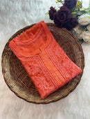 Organza Dyes Kurta Handcrafted With inner - Chikankari official