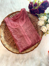 Organza Dyes Kurta Handcrafted With inner - Chikankari official
