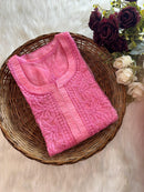Organza Dyes Kurta Handcrafted With inner - Chikankari official