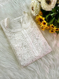 Organza Soft premium White Set - Chikankari official