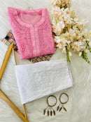 Organza Tone To tone Kurta with Inner & Pant - Chikankari official