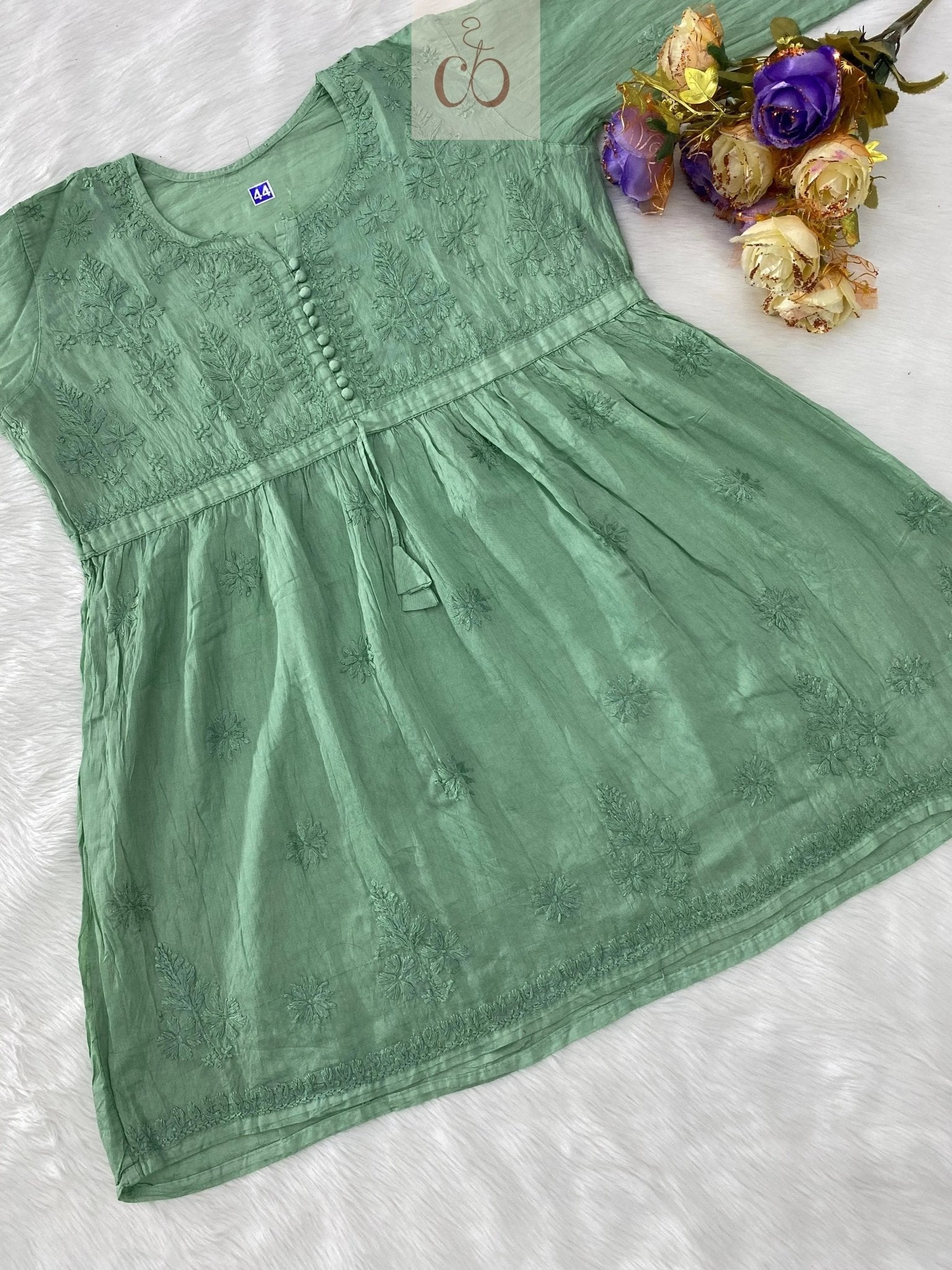 Original Chanderi Short Top - Chikankari official