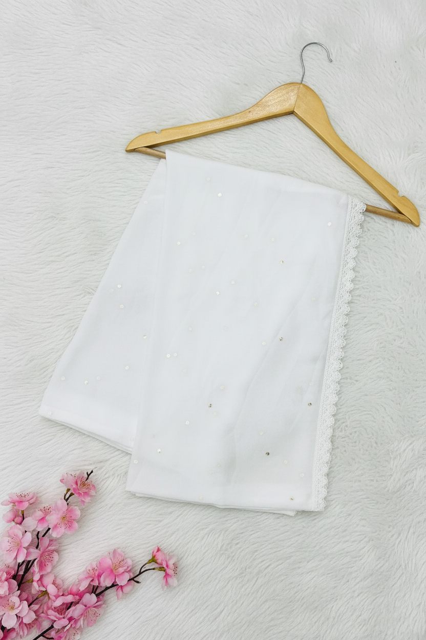 Lucknow Chikankari Tiki muqaish lace Dupatta