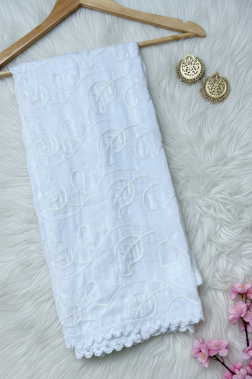 Chiffon dupatta 2.5mtr - Chikankari Worked