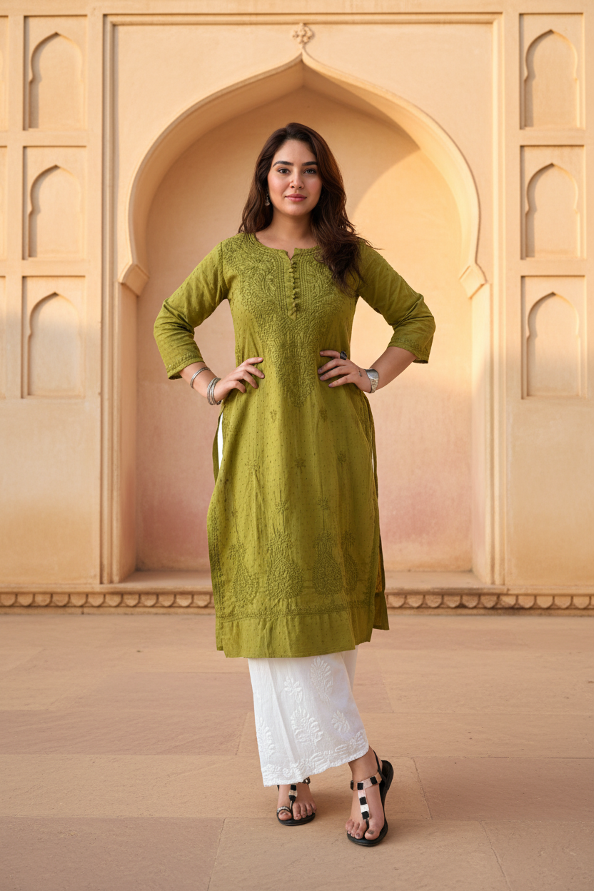 Soft Dyed Dobby Cotton long Kurta