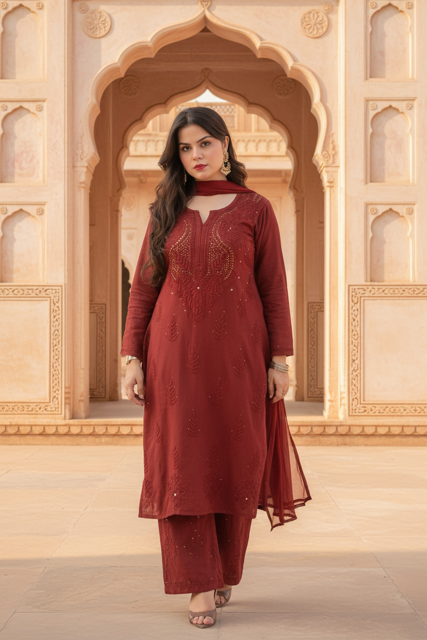Zoya Rayon Muqaish 3pc Heavy embroidered set