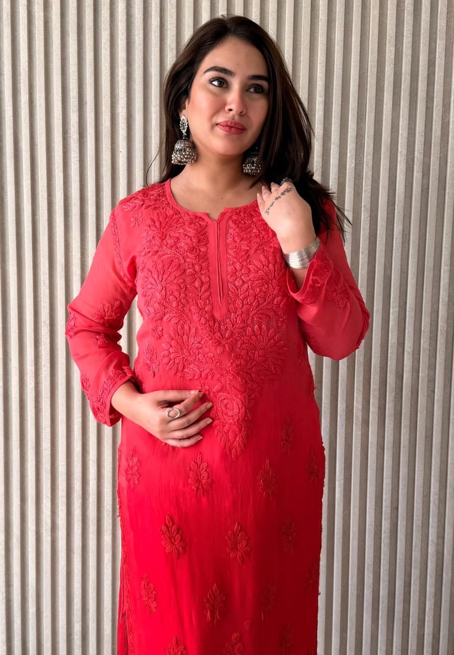 Part wear Chikankari viscose Self Kurta With Inner - Chikankari official