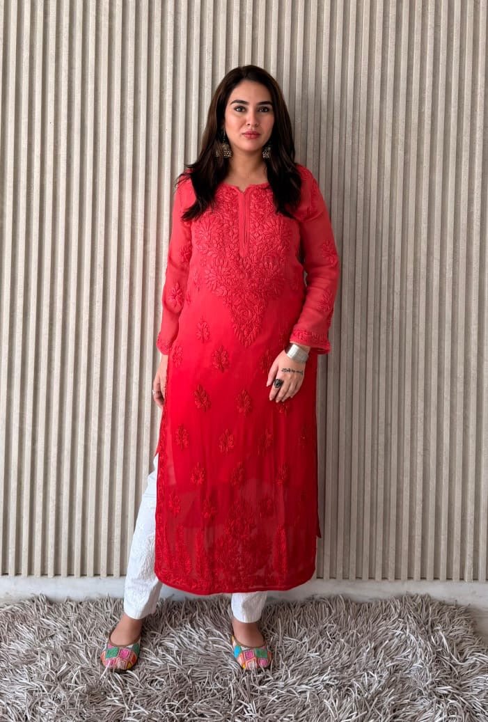 Part wear Chikankari viscose Self Kurta With Inner - Chikankari official