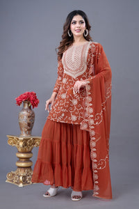 Party wear Designer Top Sharara and Dupatta - Chikankari official