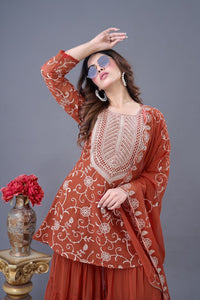 Party wear Designer Top Sharara and Dupatta - Chikankari official