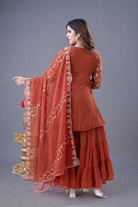 Party wear Designer Top Sharara and Dupatta - Chikankari official