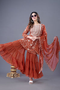 Party wear Designer Top Sharara and Dupatta - Chikankari official