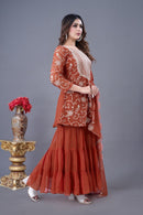 Party wear Designer Top Sharara and Dupatta - Chikankari official