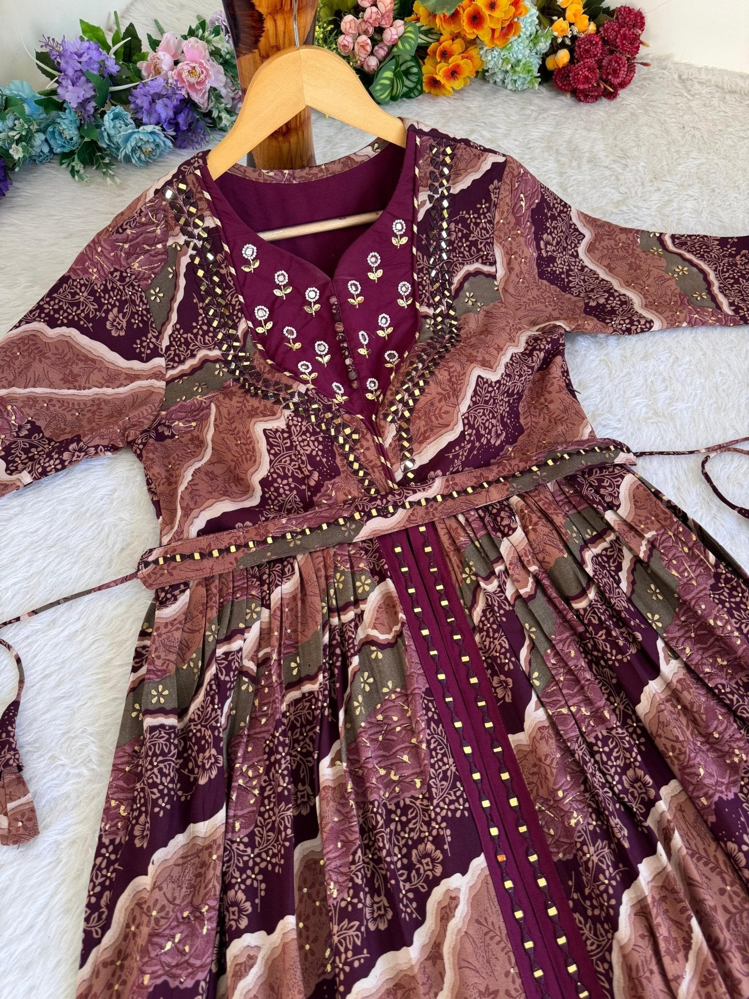 Party Wear Exquisite Hand Embroidered And Handwork Gown Only - Chikankari official