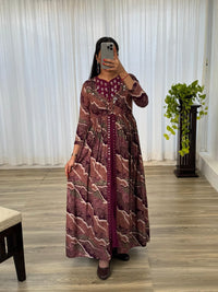Party Wear Exquisite Hand Embroidered And Handwork Gown Only - Chikankari official