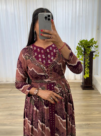 Party Wear Exquisite Hand Embroidered And Handwork Gown Only - Chikankari official