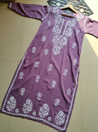 Pastel Shade Rayon Long Cool Kurtas - Chikankari official