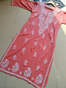 Pastel Shade Rayon Long Cool Kurtas - Chikankari official