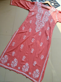 Pastel Shade Rayon Long Cool Kurtas - Chikankari official