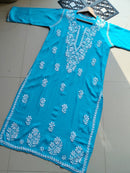 Pastel Shade Rayon Long Cool Kurtas - Chikankari official