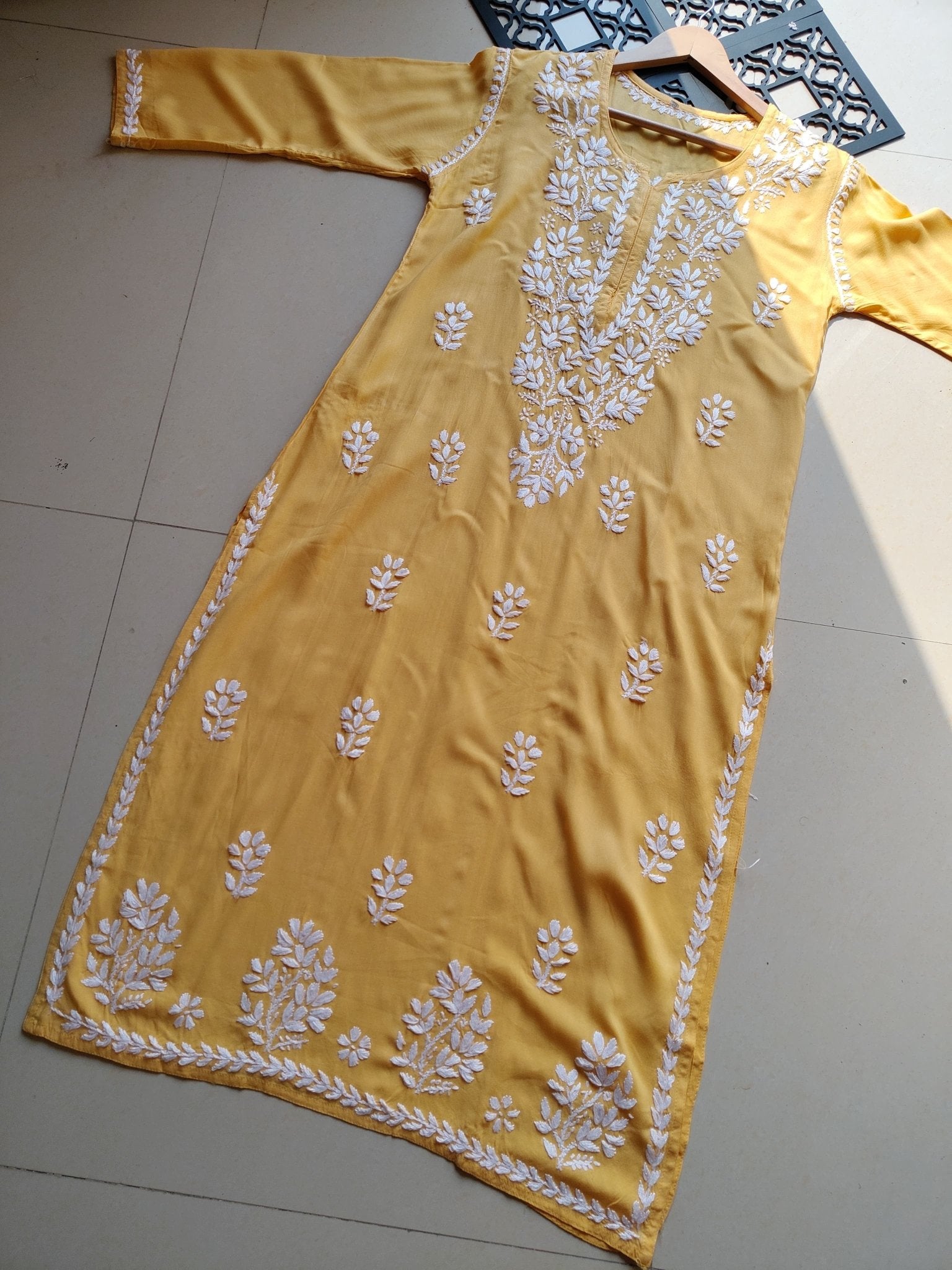 Pastel Shade Rayon Long Cool Kurtas - Chikankari official