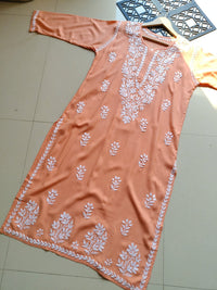 Pastel Shade Rayon Long Cool Kurtas - Chikankari official