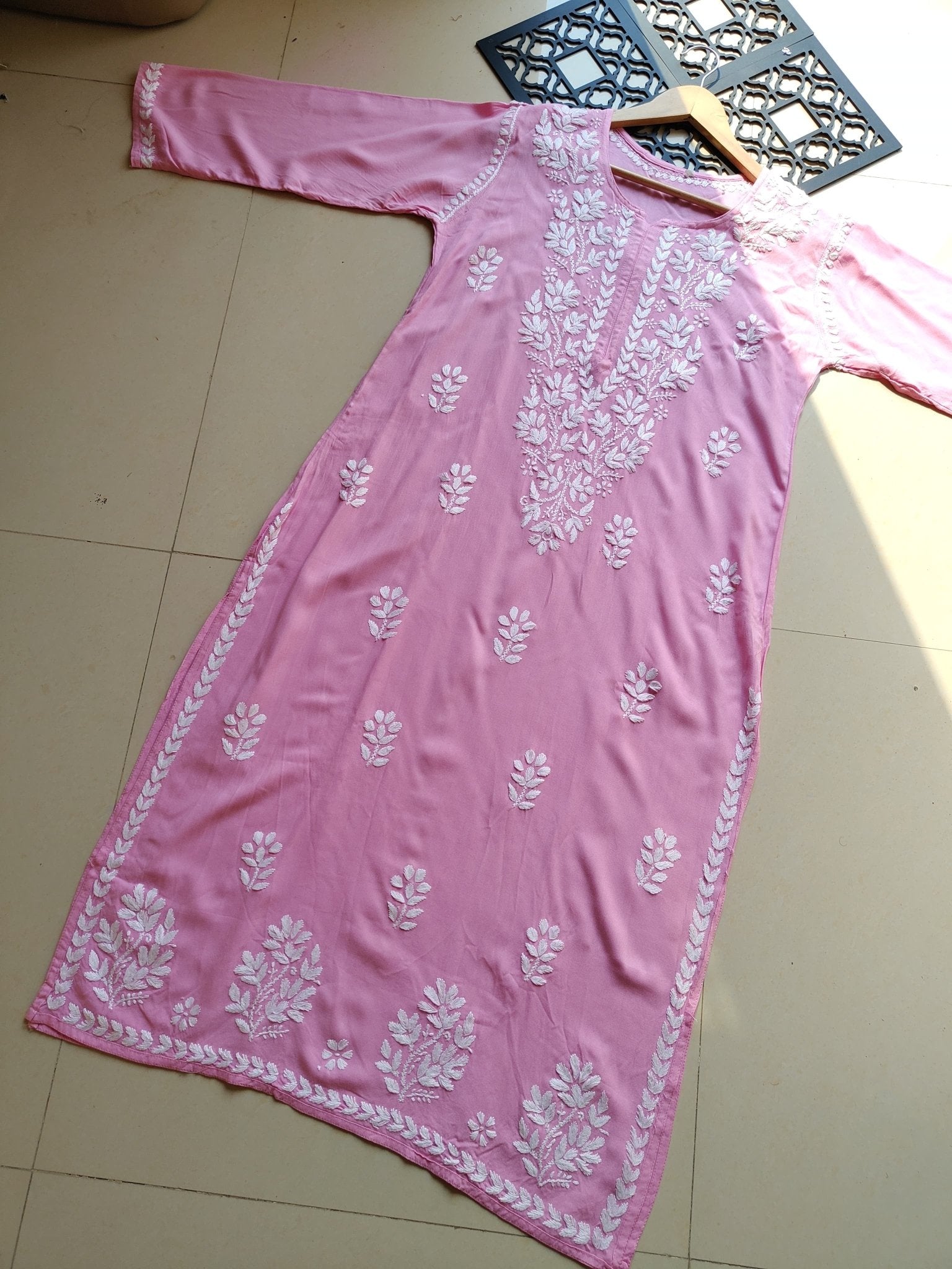 Pastel Shade Rayon Long Cool Kurtas - Chikankari official