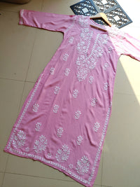 Pastel Shade Rayon Long Cool Kurtas - Chikankari official