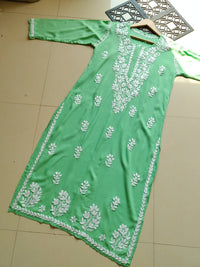 Pastel Shade Rayon Long Cool Kurtas - Chikankari official