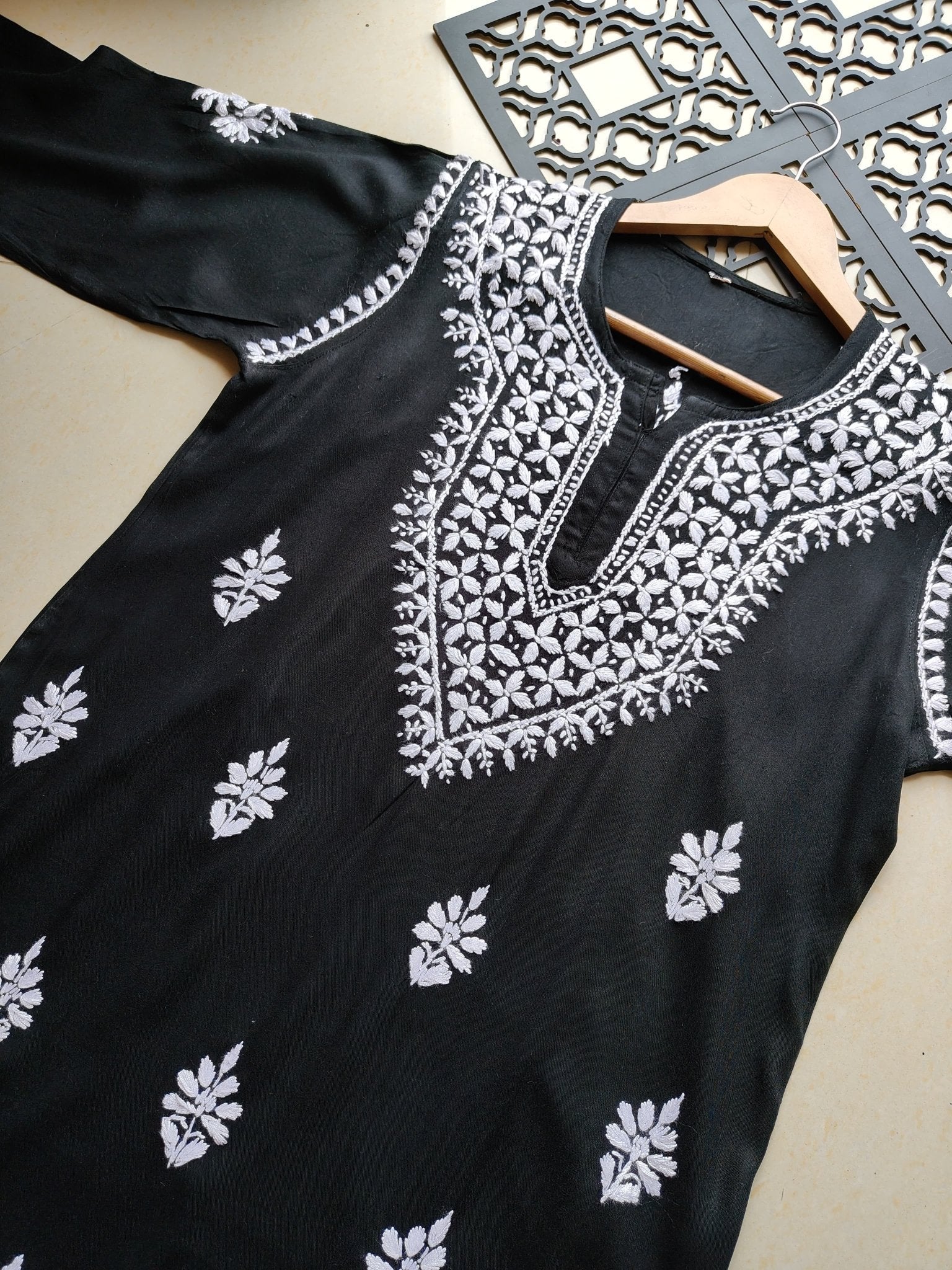 Pastel Shades Soft Comfort Rayon Long Kurta - Chikankari official