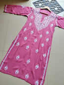 Pastel Shades Soft Comfort Rayon Long Kurta - Chikankari official