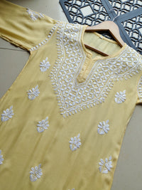 Pastel Shades Soft Comfort Rayon Long Kurta - Chikankari official