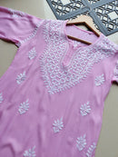 Pastel Shades Soft Comfort Rayon Long Kurta - Chikankari official