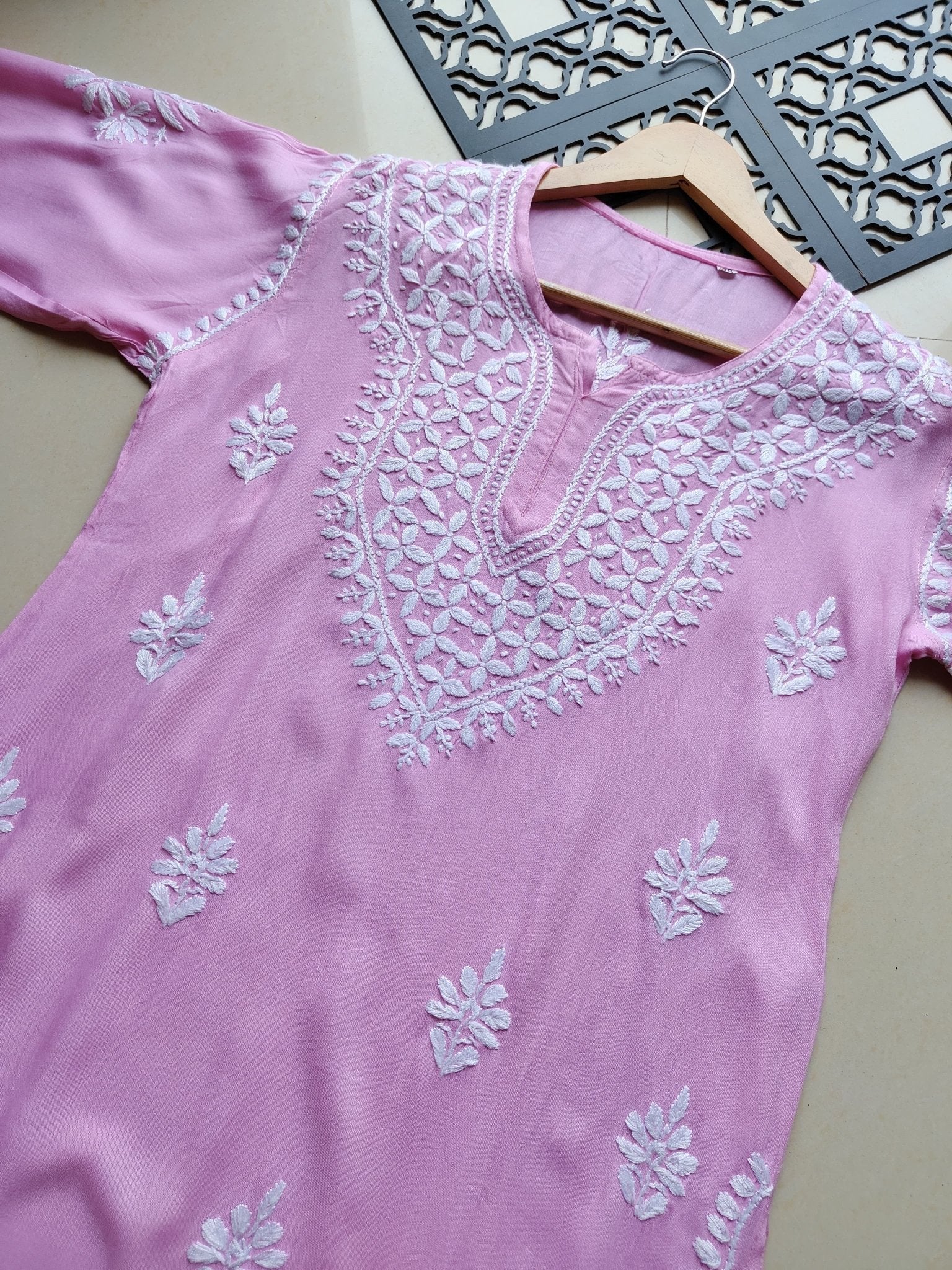 Pastel Shades Soft Comfort Rayon Long Kurta - Chikankari official
