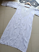 Pastel Shades Soft Comfort Rayon Long Kurta - Chikankari official