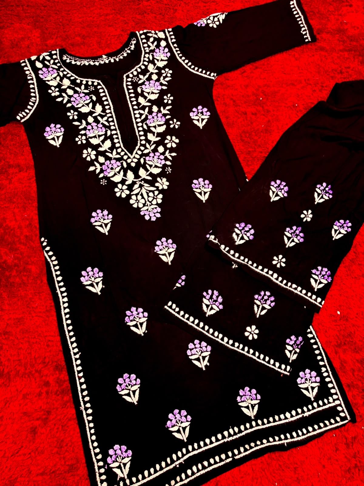 Phool Heavy 3d 2pc set flowered Chikankari - Chikankari official