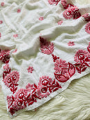 Pink Soft Thread in White chikankari - Chikankari official