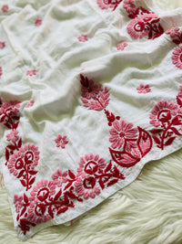 Pink Soft Thread in White chikankari - Chikankari official