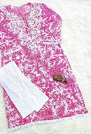 PIPING BUTTONS KURTI HAVING KANGOOREY ON DAAMAN & SLEEVES Mayuri Special - Chikankari official