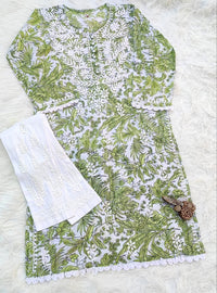 PIPING BUTTONS KURTI HAVING KANGOOREY ON DAAMAN & SLEEVES Mayuri Special - Chikankari official