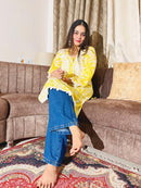 PIPING BUTTONS KURTI HAVING KANGOOREY ON DAAMAN & SLEEVES Mayuri Special - Chikankari official