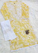 PIPING BUTTONS KURTI HAVING KANGOOREY ON DAAMAN & SLEEVES Mayuri Special - Chikankari official