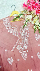 Plus Size Chanderi Kurti Crafted - Chikankari official