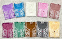 Plus Size Chanderi Kurti Crafted - Chikankari official