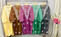 Plus Size Chanderi Kurti Crafted - Chikankari official