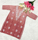 Plus Size Chanderi Kurti Crafted - Chikankari official