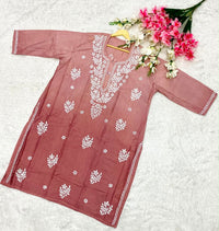 Plus Size Chanderi Kurti Crafted - Chikankari official