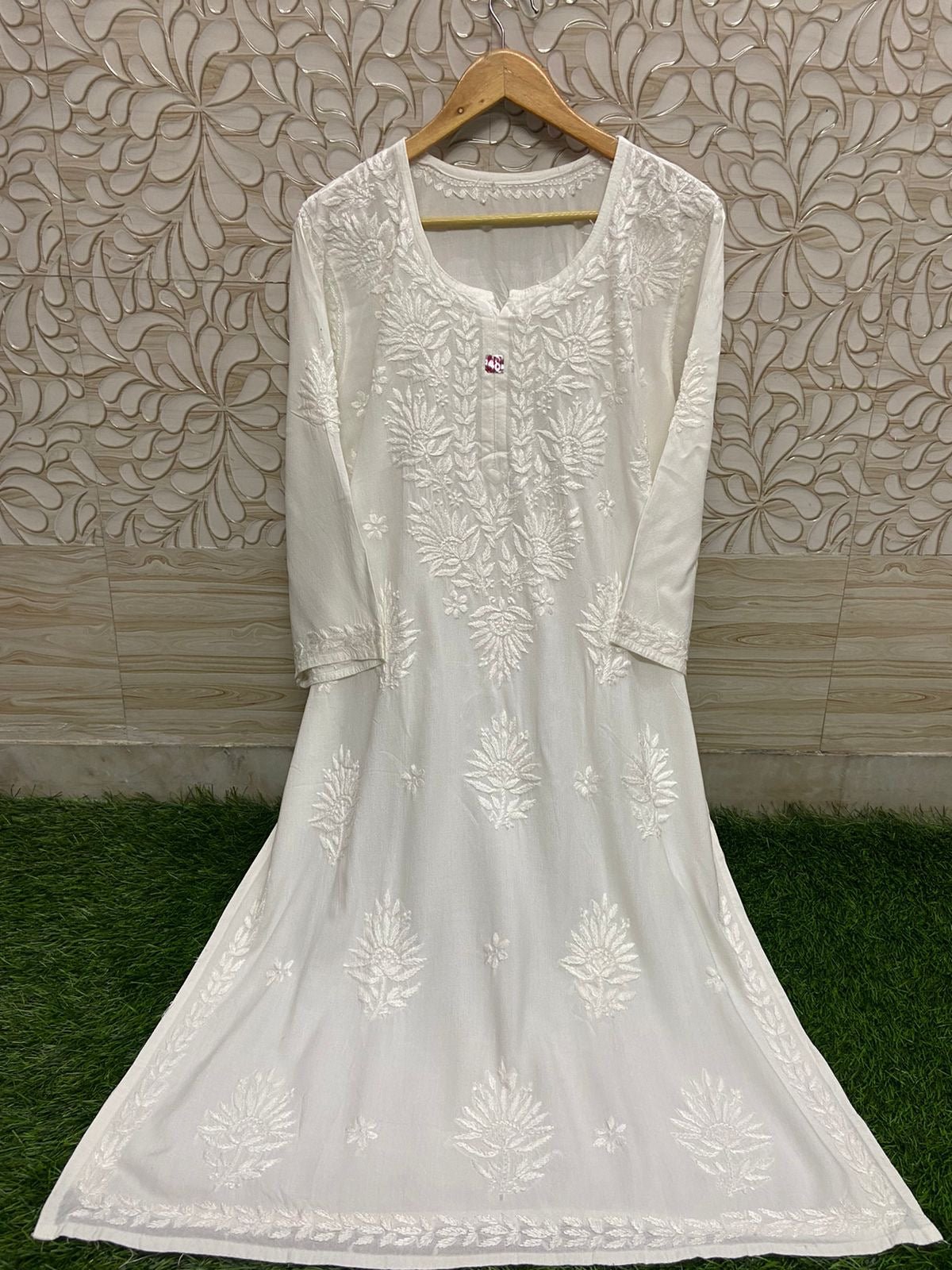Plus Size Heavy work Soft Silky Rayon kurta - Chikankari official