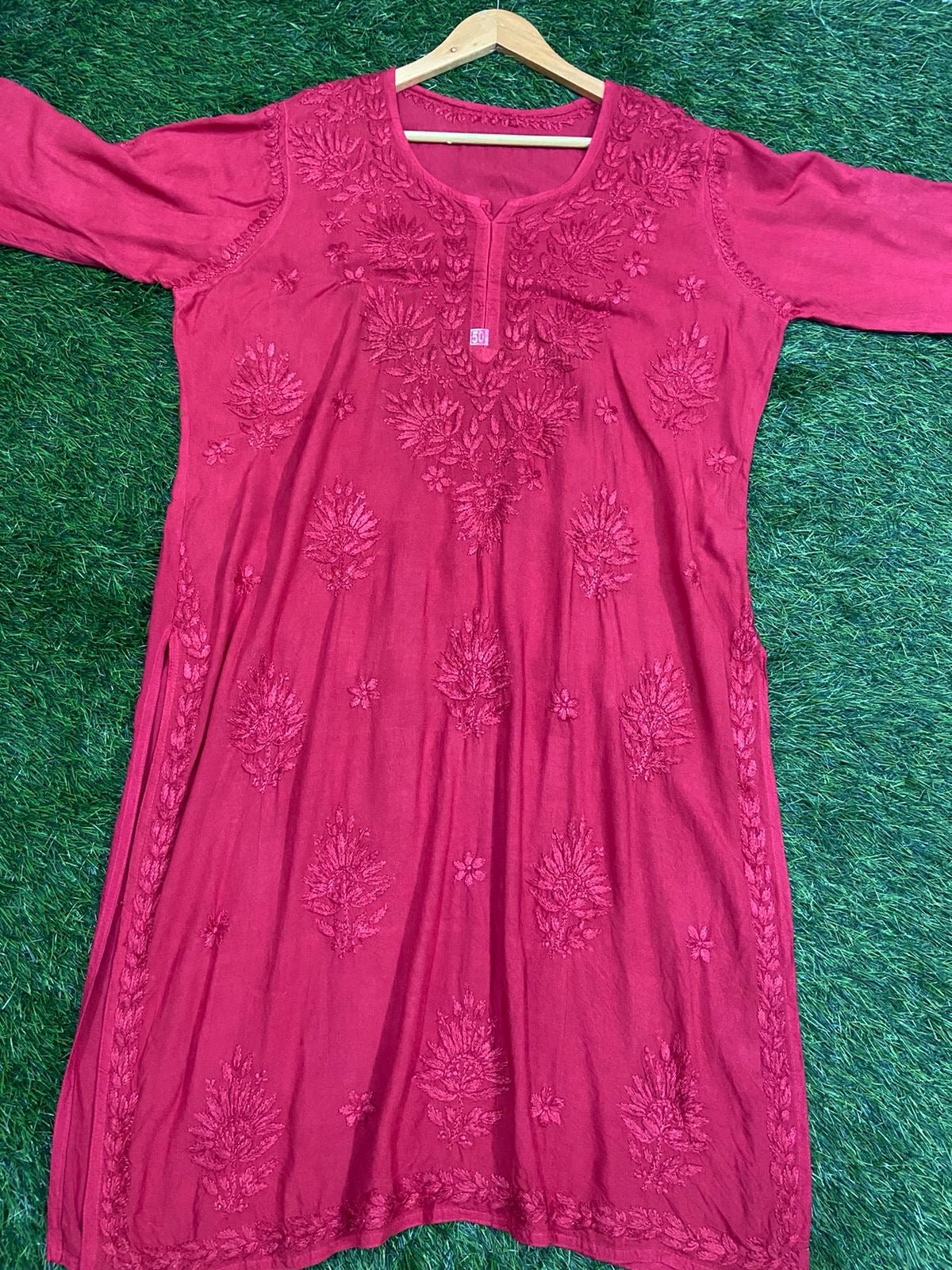 Plus Size Heavy work Soft Silky Rayon kurta - Chikankari official