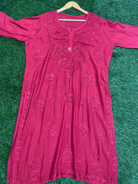 Plus Size Heavy work Soft Silky Rayon kurta - Chikankari official